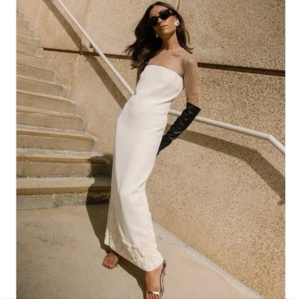 Antonio Melani x Elizabeth Damrich NWT Babe Mesh Crepe Soutache LONG Dress 2